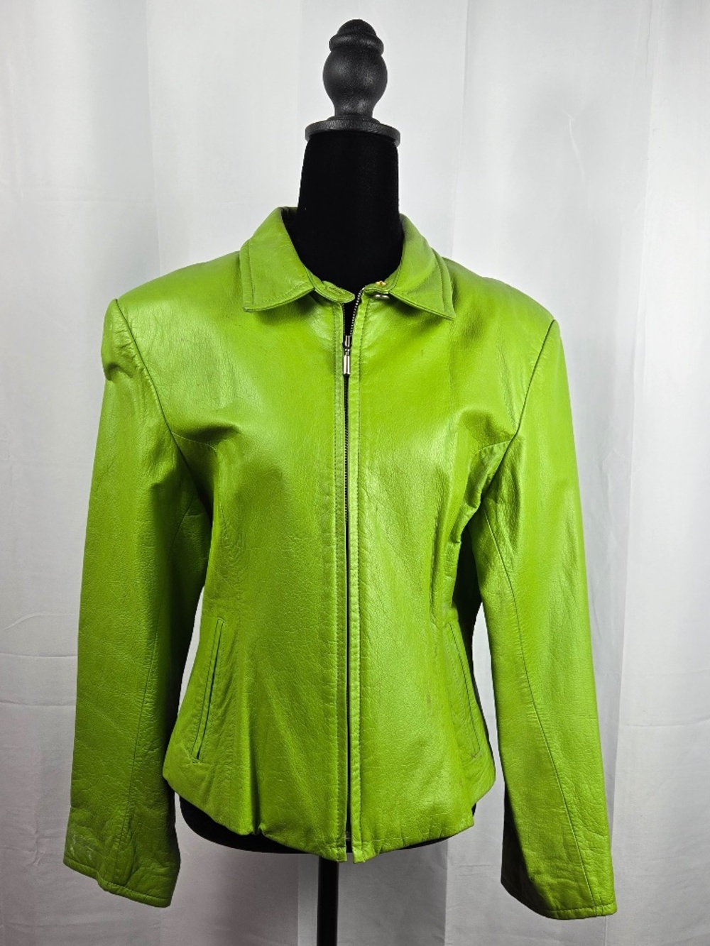 Genuine Lime-green Leather Jacket with liner and pockets